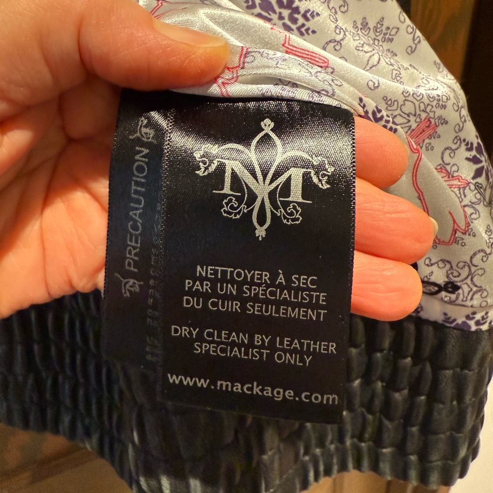 MACKAGE Black Leather Moto Jacket with Quilted Details - Picture 6 of 10